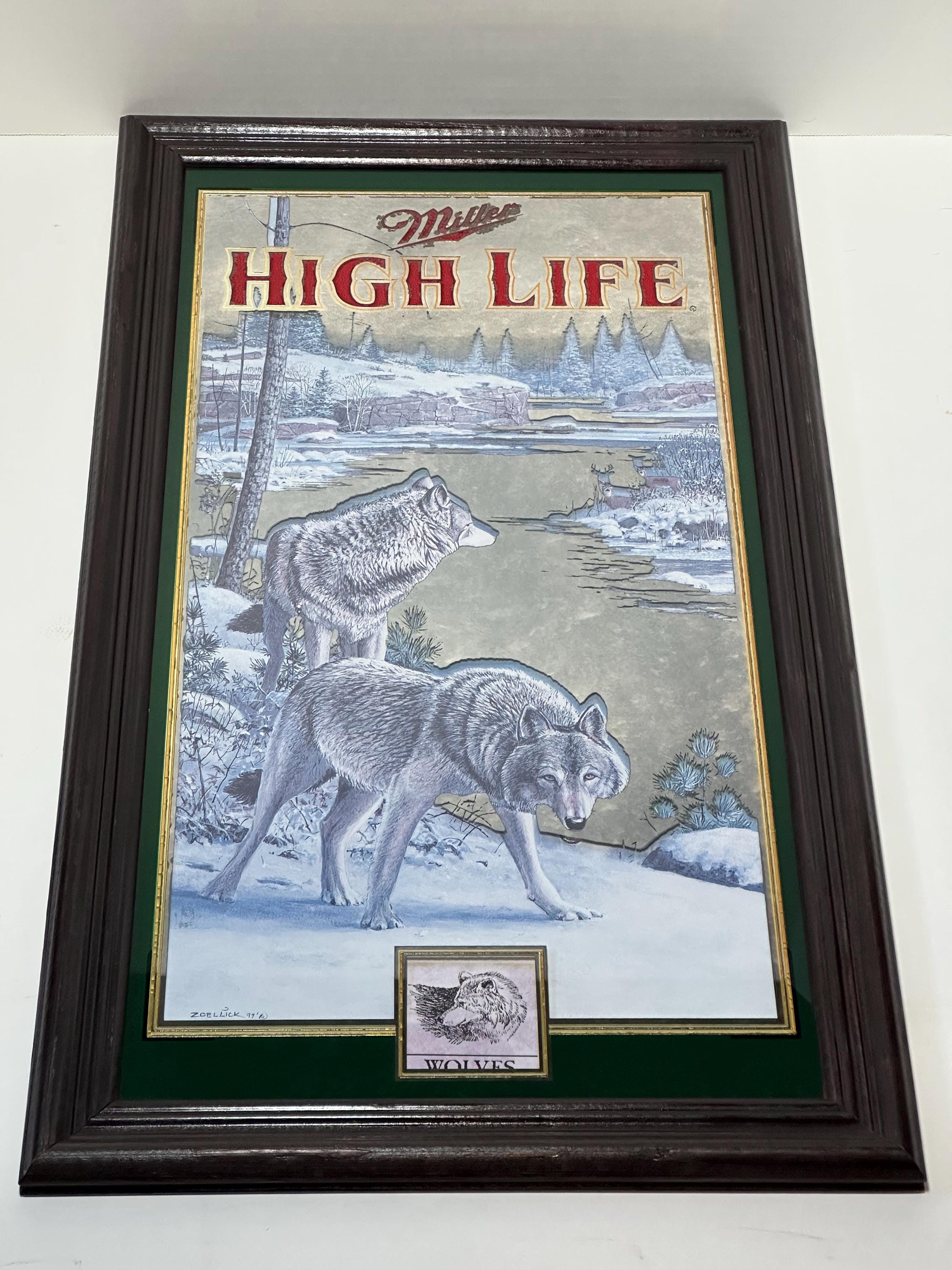 Miller High Life Wildlife Series "Wolves" Mirror