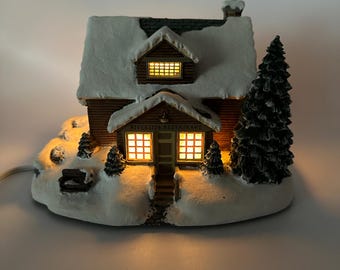 2001 Hawthorne Village Terry Redlin Winter Memories Collection &quot;Riverside Restaurant&quot;