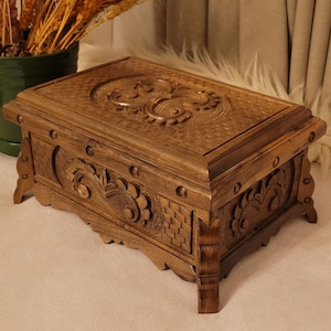 Handmade Secret Lock Jewelry Box, Walnut Storage Chest, Bedroom Decor, Wooden Treasure Chest, Keepsake Box, Trinket Box, Mothers Day Gift