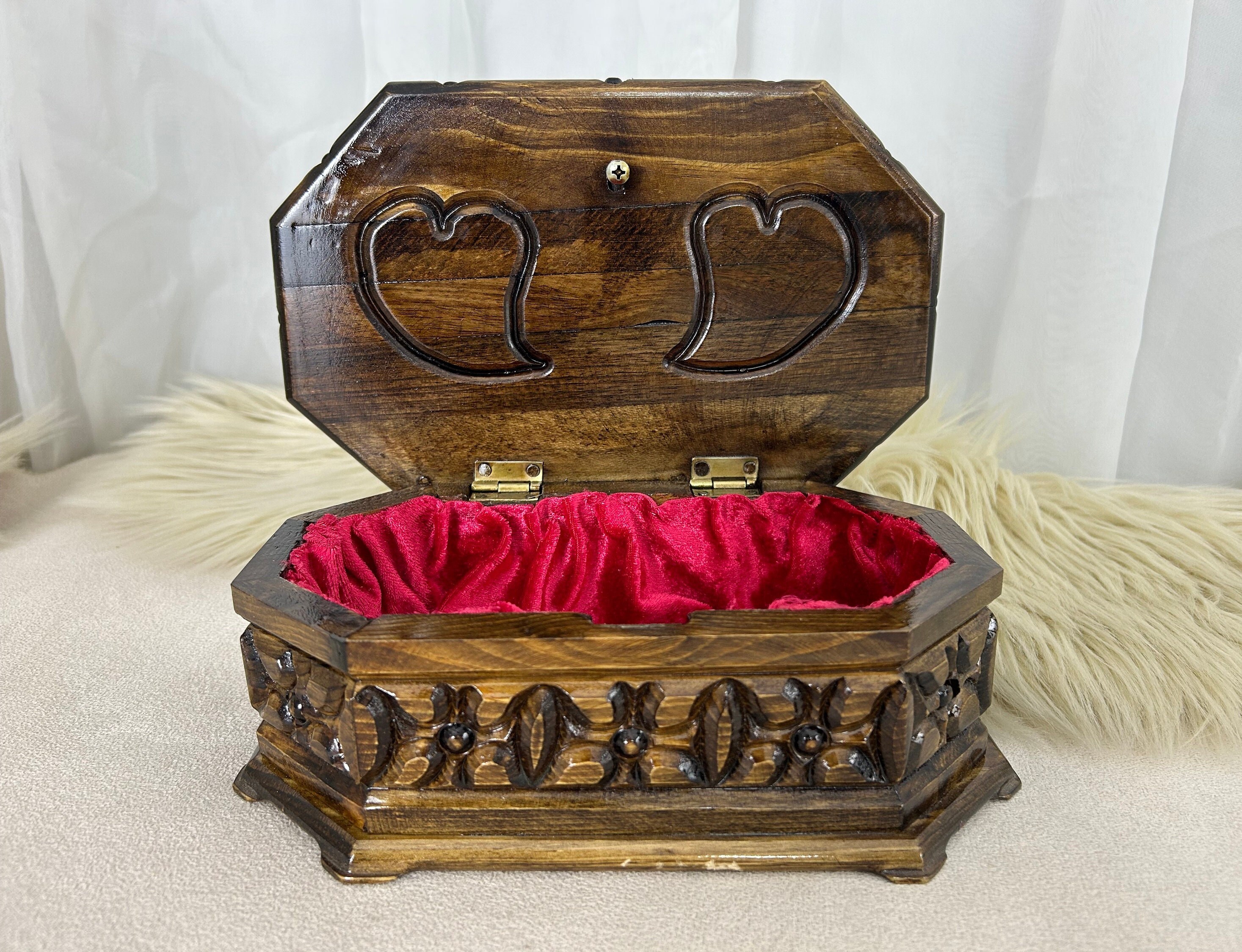 Secret Lock Wooden Jewelry Box, Handmade Vintage Treasure Chest, Keepsake Box, Personalized Gift