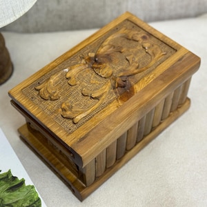 Wooden Puzzle Box, Personalized Puzzle Box, Hand Carved Wooden Secret Lock Box, Gift Jewelery Box, Walnut Secret Lock Box, Wood Memory Box