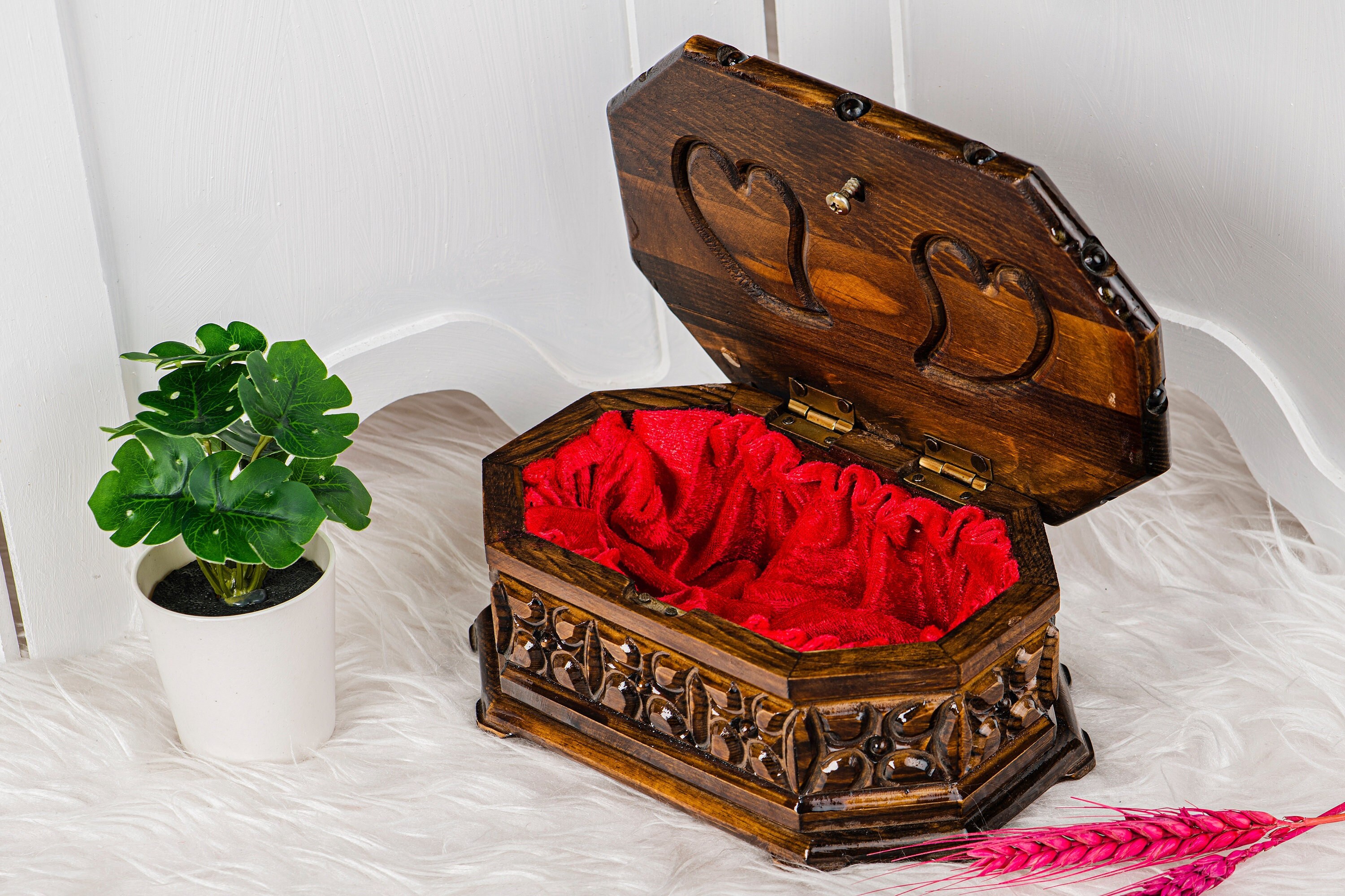 Secret Lock Wooden Jewelry Box, Handmade Vintage Treasure Chest, Keepsake Box, Personalized Gift