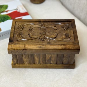 Handmade Wooden Puzzle Box, Hidden Key in a Secret Compartment Jewelry Box, Treasure Chest, Walnut Chest, Personalized Mothers Day Gift Box