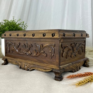 Unique Hand Carved Personalized Wooden Box, Secret Lock Box With Key, Treasure, Walnut Storage Chest, Keepsake, Stash Box, Mothers Day Gift
