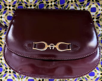 Vintage Etienne Aigner Equestrian Shoulder Bag | Classic Oxblood Leather | 80s 90s Minimalist Old Money