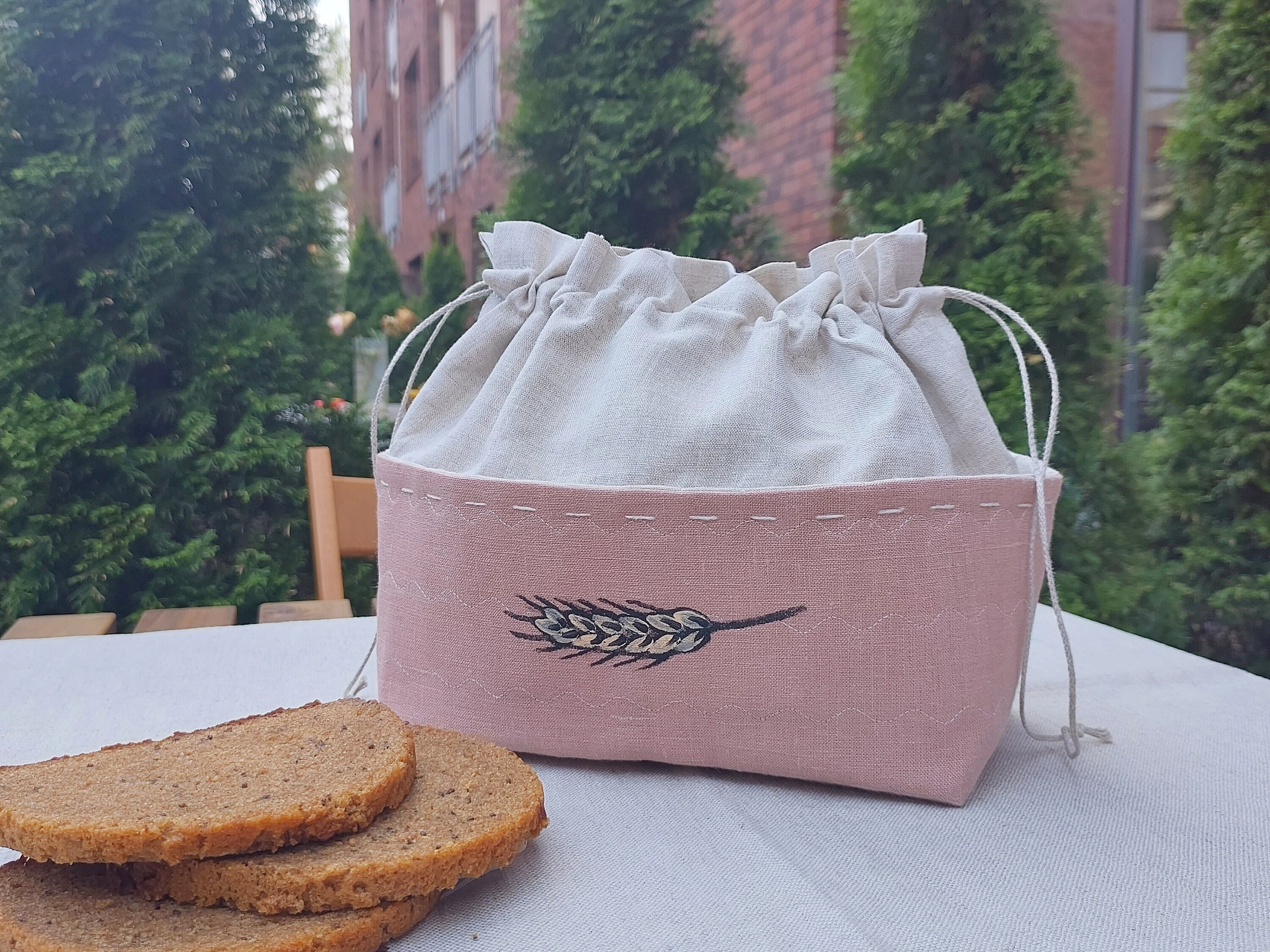 Linen Bread Box. Linen Bread Basket for Serving and for Etsy