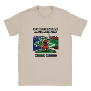 Retro RPG T-Shirt, 8-Bit Pixel Art Tee, JRPG Nostalgia Shirt, Saving The World One Turn At A Time, Gamer Gift for Him