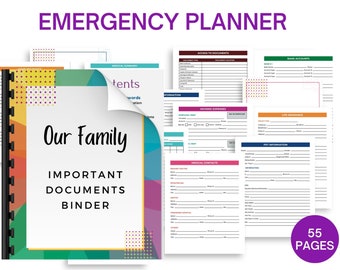 Emergency Preparedness Binder for Important Documents. Printable Life Binder. In Case of Emergency Organizer. What If Folder Download