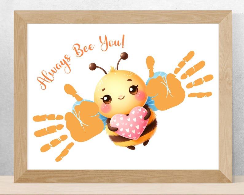 Spring Handprint Art Craft for Kids Keepsake, Cute BEE Hand Print Gift ...