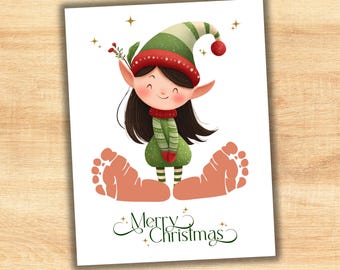 Christmas Elf Footprint Craft, Baby's First Holiday Art Activity (Printable)