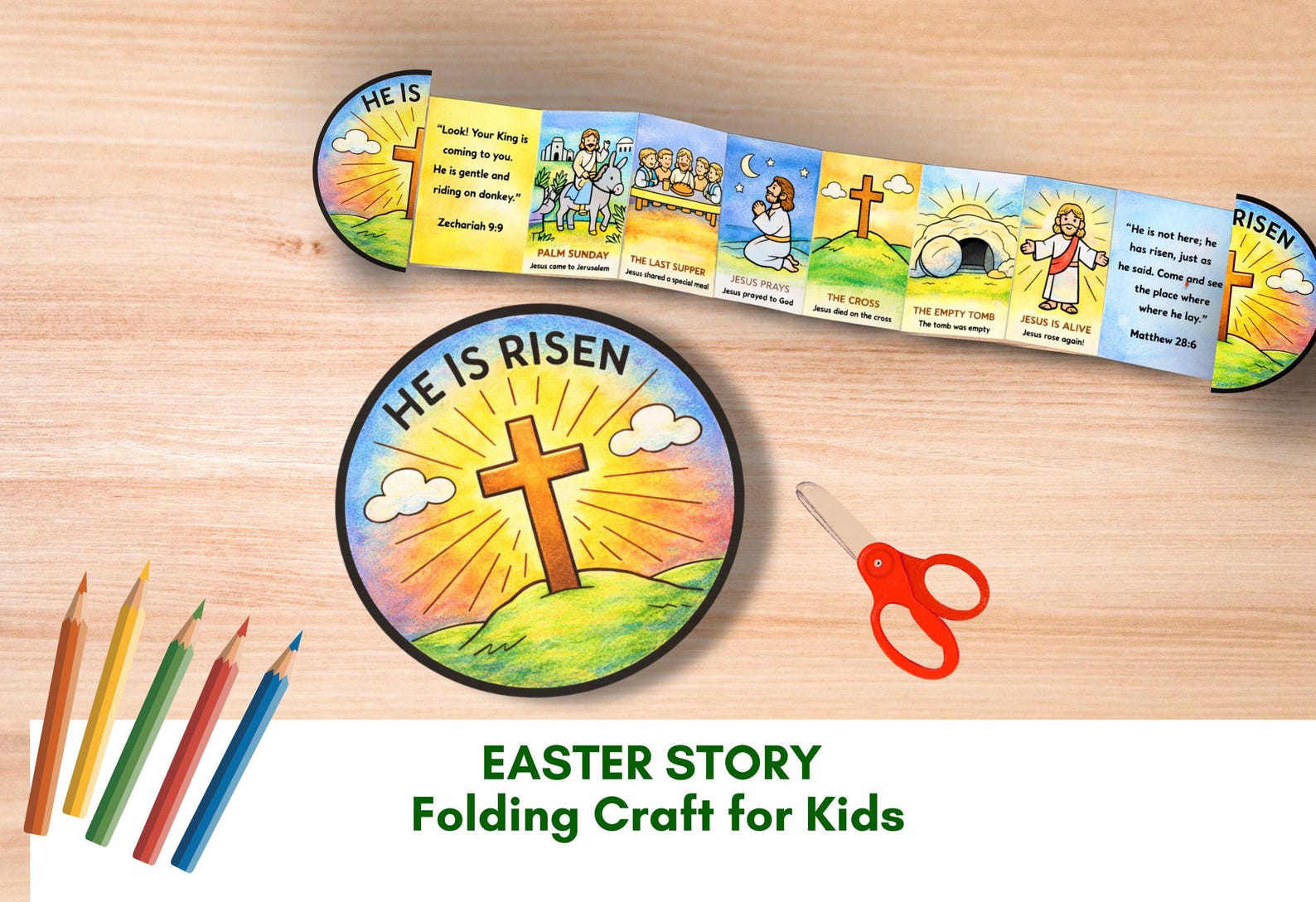 Easter Story Craft for Kids, Holy Week Surprise Bible Folding Coloring ...