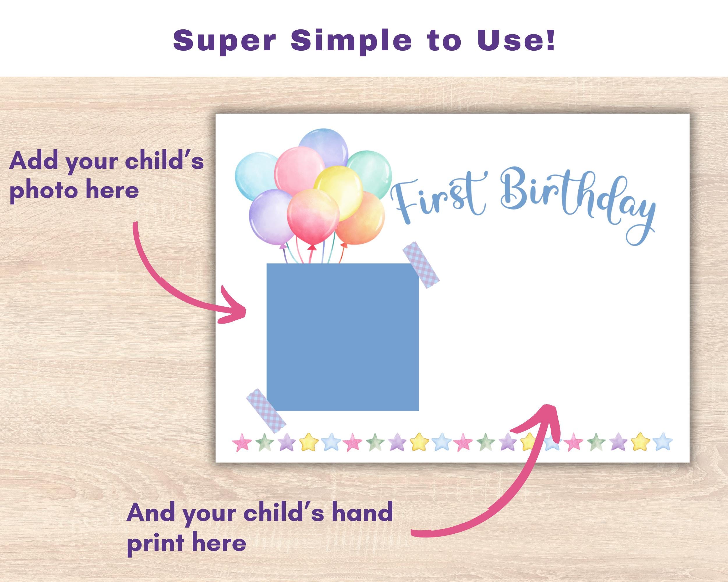 Baby's 1st Birthday Handprint Photo Frame Art Keepsake, Memento Baby ...