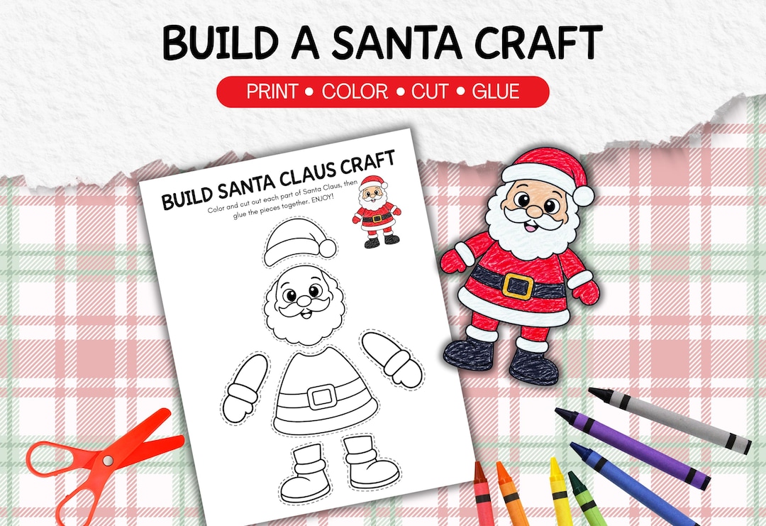 Printable Santa Craft for Kids, Build a Santa Claus Color Cut Paste ...