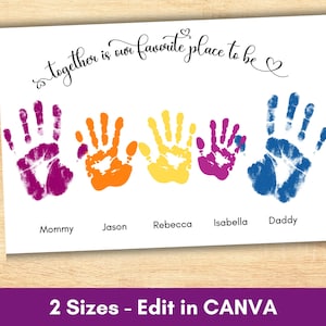 Family Handprint Art Keepsake, Personalized Hand Print Craft Frame, Scrapbook DIY Gift Idea for Mom Dad, Memory Poster Home Decor Idea