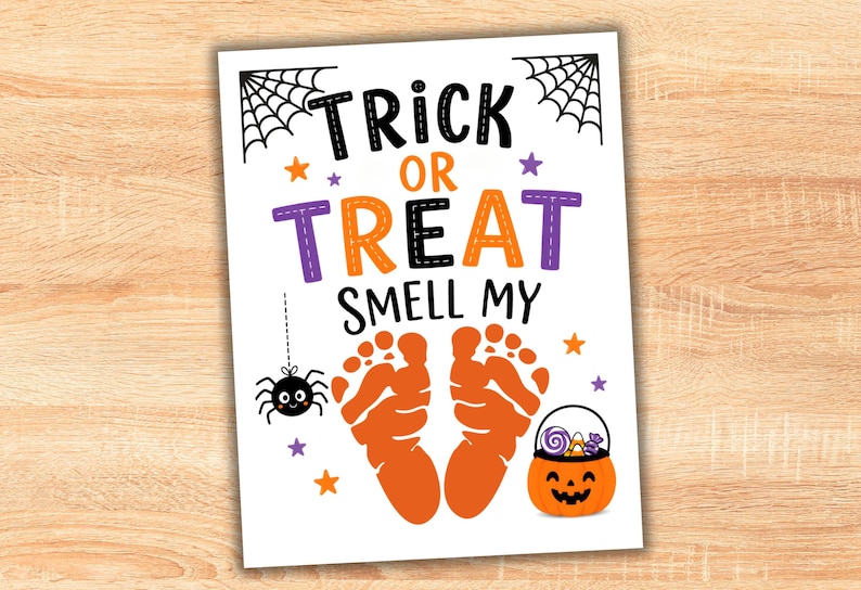 Trick or Treat Smell My Feet Footprint Art for Halloween