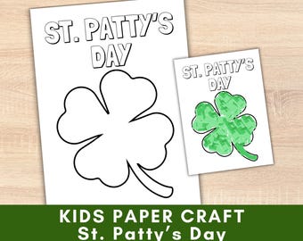 May include: Printable St. Patty's Day kids craft with a shamrock outline and the text "St. Patty's Day".