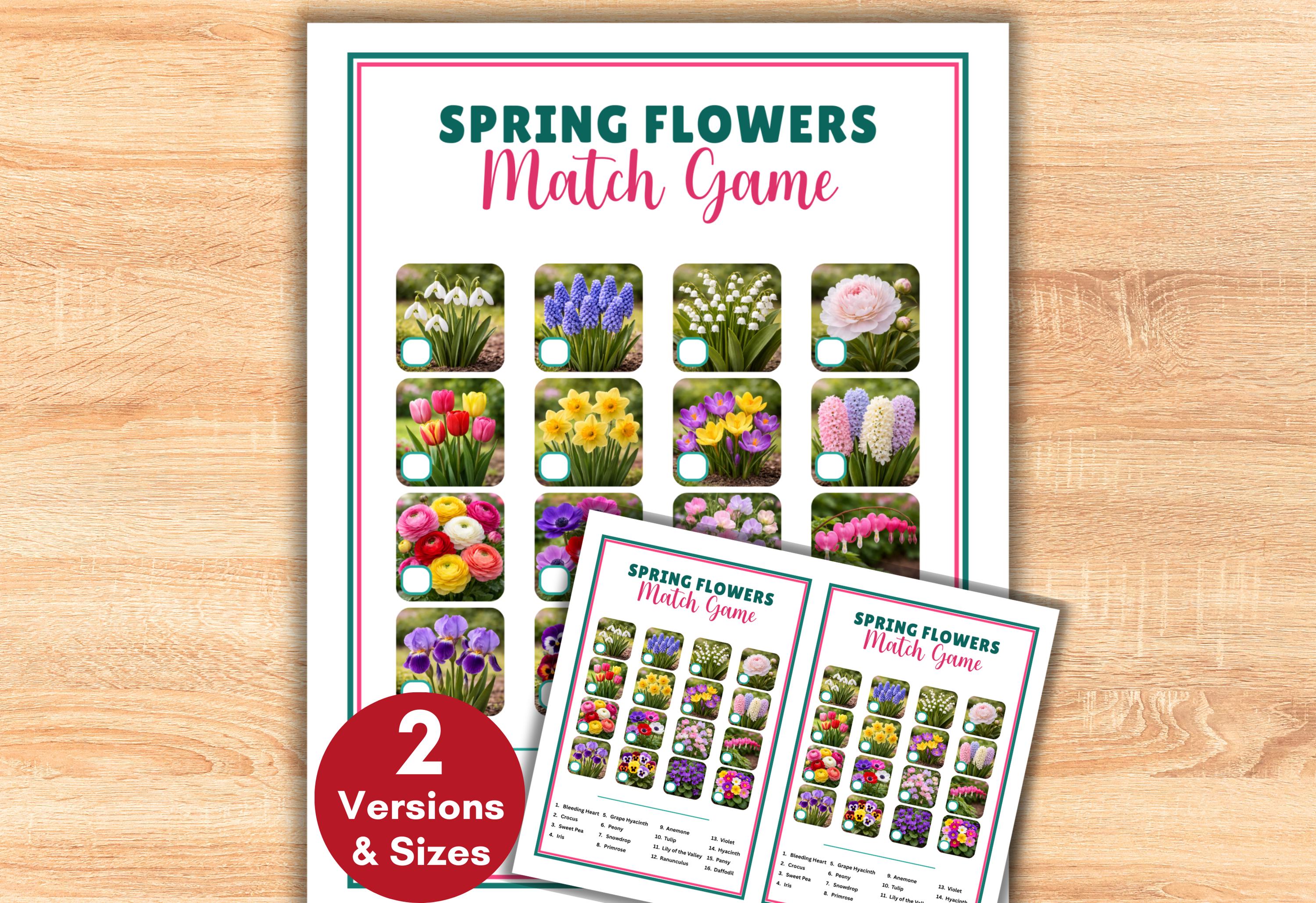 Flowers Trivia Game, Name the Flower Match up Spring Flowers Quiz ...
