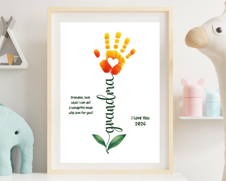 Grandma Handprint Craft, Poem Flower Gift for Birthday Mothers Day ...