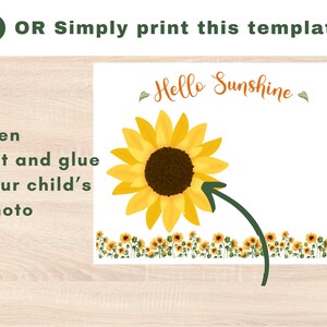 Summer Handprint Photo Art Keepsake, Editable Baby Toddler Hand Print Gift Idea, Sunflower Wall Art, Preschool Printable, Kids Activity image 4