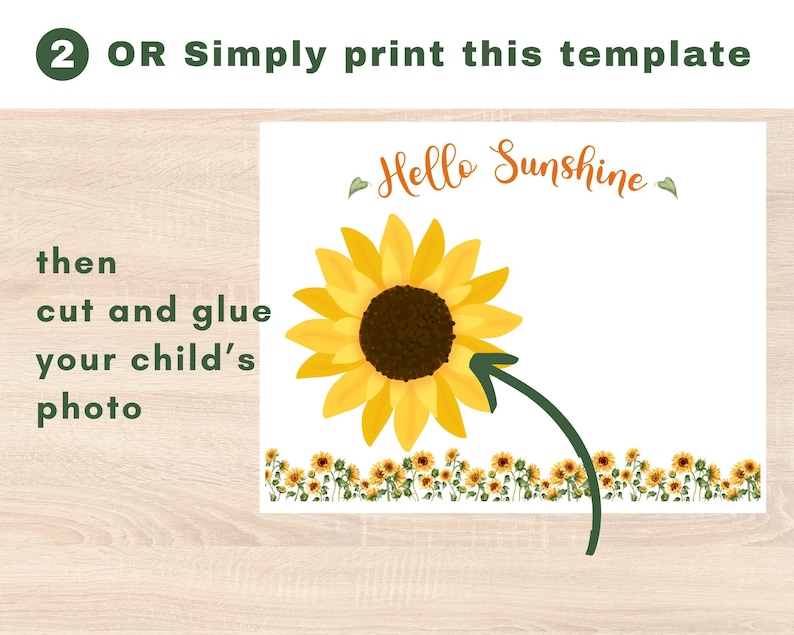 Summer Handprint Photo Art Keepsake, Editable Baby Toddler Hand Print Gift Idea, Sunflower Wall Art, Preschool Printable, Kids Activity image 4