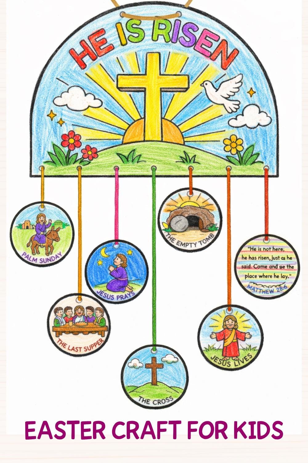 Easter Craft for Kids, Christian Bible Jesus He is Risen Story, Sunday ...