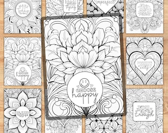Affirmation Coloring Pages for Adults, Positive Quotes Sheets to Color for Mindfulness, Motivational Good Vibes Art Therapy for Teens Women