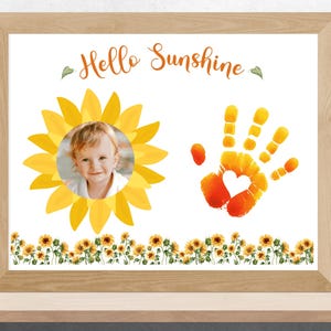 Summer Handprint Photo Art Keepsake, Editable Baby Toddler Hand Print Gift Idea, Sunflower Wall Art, Preschool Printable, Kids Activity image 6