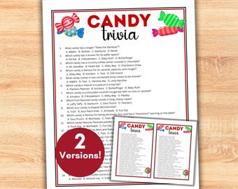 CANDY Trivia Quiz Game Printable with Answers, Family Game Night, Pop Culture Games, Pub Trivia, Birthday Party Activity, Office Ice Breaker
