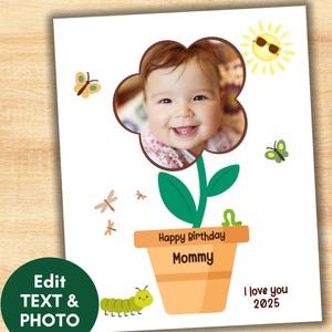 Idée cadeau photo souvenir de bébé, cadre photo personnalisé pour maman papa et grand-mère, imprimable première année de bébé modifiable, carte de voeux bricolage pour tout-petit