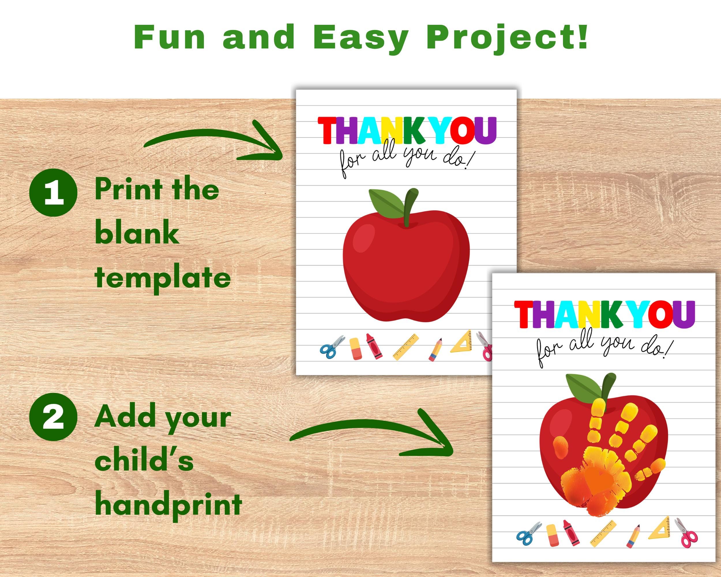 Teacher Appreciation Handprint Art for Kids, Unique Thank You Gifts for ...