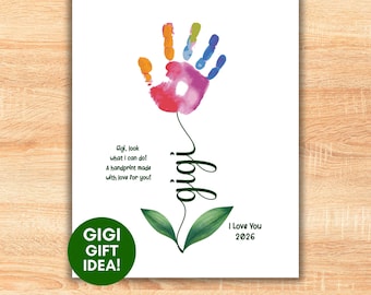 Gigi Handprint Craft, Gigi Gifts Poem Flower, Grandma's Birthday Mothers Day, 2026 Kids Hand Print Art Activity, Toddlers Grandparents Day