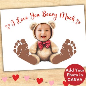 Cadre photo cadeau empreinte de pas souvenir, cadeau d'un enfant, oeuvre d'art modifiable pour la première année de bébé, garderie pour tout-petits, empreinte de main bricolage cadeaux papa grand-mère