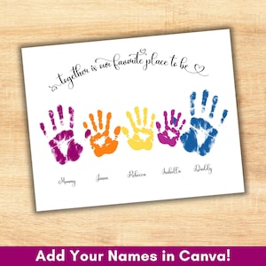 Family Handprint Art Keepsake, Personalized Hand Print Craft Frame, Scrapbook DIY Gift Idea for Mom Dad, Memory Poster Home Decor Idea