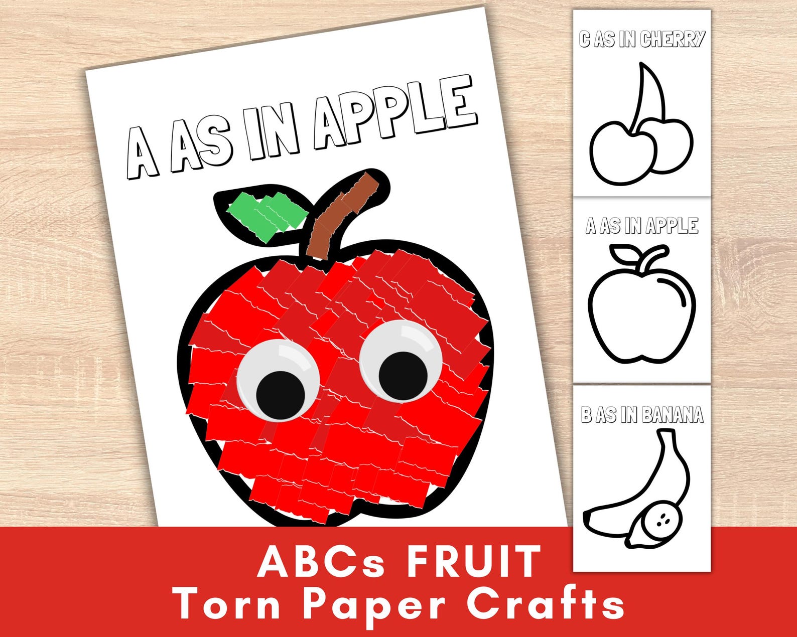 Torn Paper Craft for Kids ABC FRUIT, Easy Paper Crafts Idea Tear Rip ...