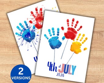 4 juli handafdruk kunst aandenken, patriottische Amerikaanse 250e verjaardag ambachtelijke activiteit 2026, zomerkampproject, kinderdagverblijf voorschoolse afdrukbare