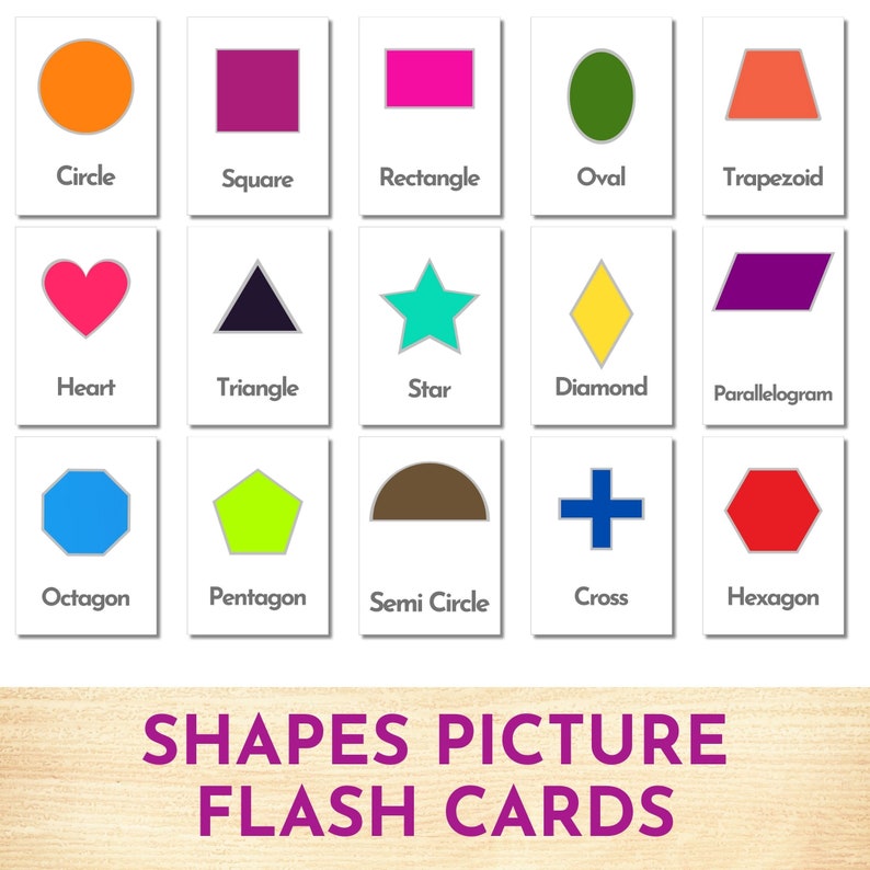 Geometric Shapes Flash Cards Printable PDF for Pre School Pre - Etsy