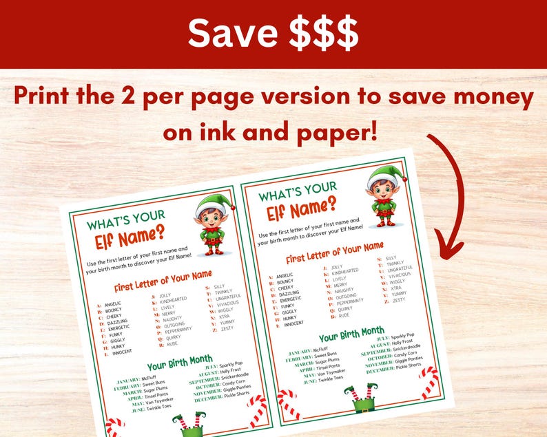 What's Your ELF Name Game Printable, Fun Christmas Family Activity for