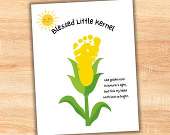 Christian Footprint Art for Kids, Bible Craft for Baby Toddler, Fall Autumn Thanksgiving, Homeschool Daycare Preschool Printable Activity