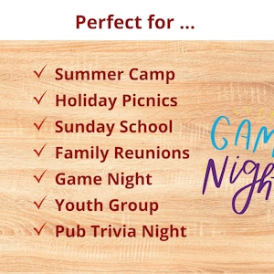 perfect for holidays, game night, pub trivia night, family reunions, and more