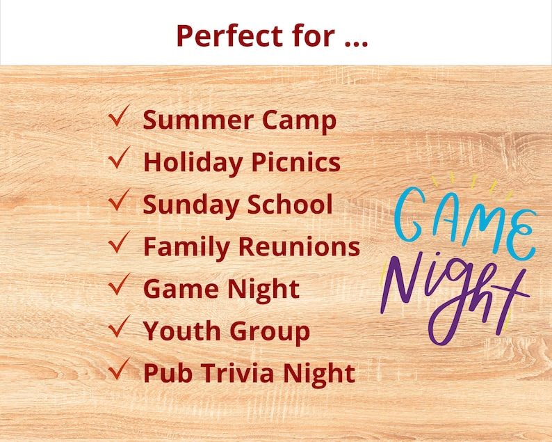 perfect for holidays, game night, pub trivia night, family reunions, and more