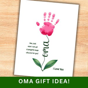 Oma Handprint Gift from Kids, Grandma Flower Handprint Craft Oma's Birthday, Grandparents Day Mothers Day, Floral Hand Print Art Activity
