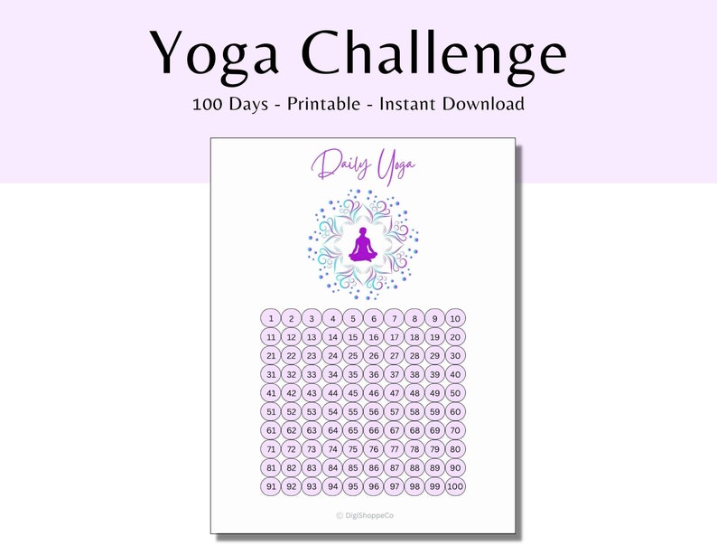 Yoga Challenge Printable Tracker Stay MOTIVATED With 100 Day Yoga