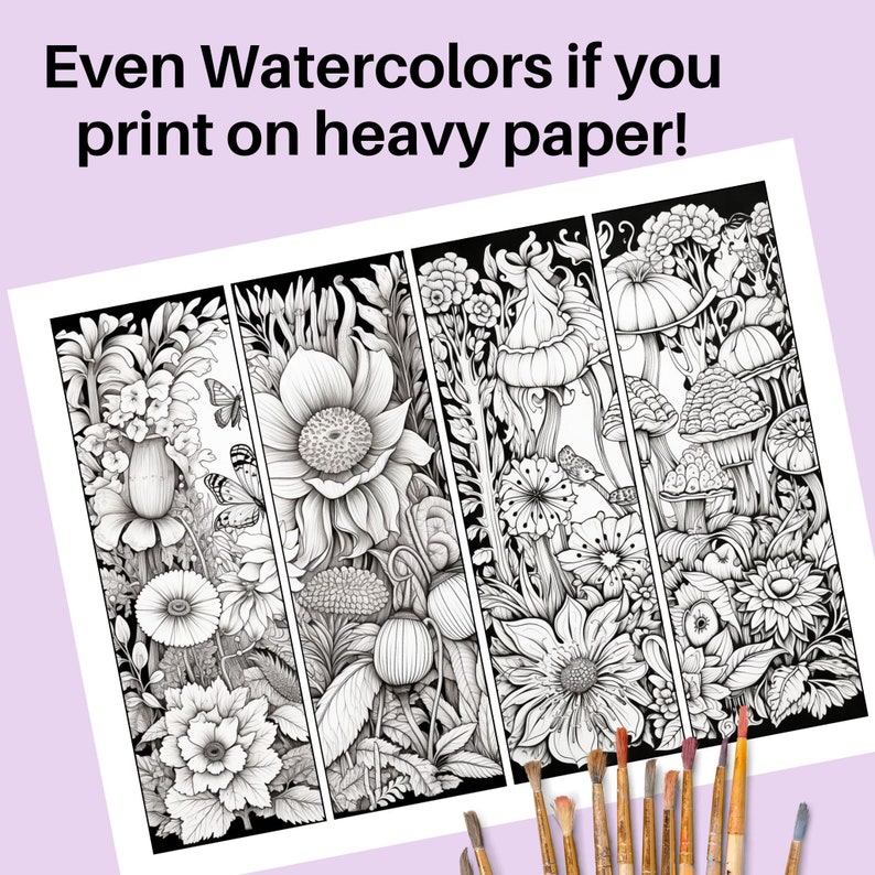 Coloring Bookmarks With FANTASY GARDEN Floral Theme. 12 - Etsy