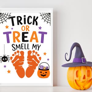 framed trick or treat smell my feet baby footprint art