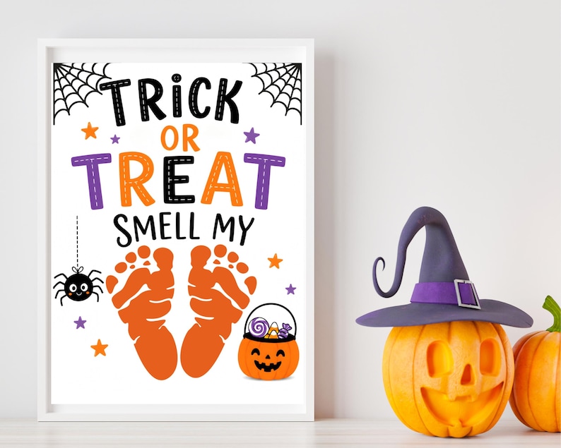 framed trick or treat smell my feet baby footprint art