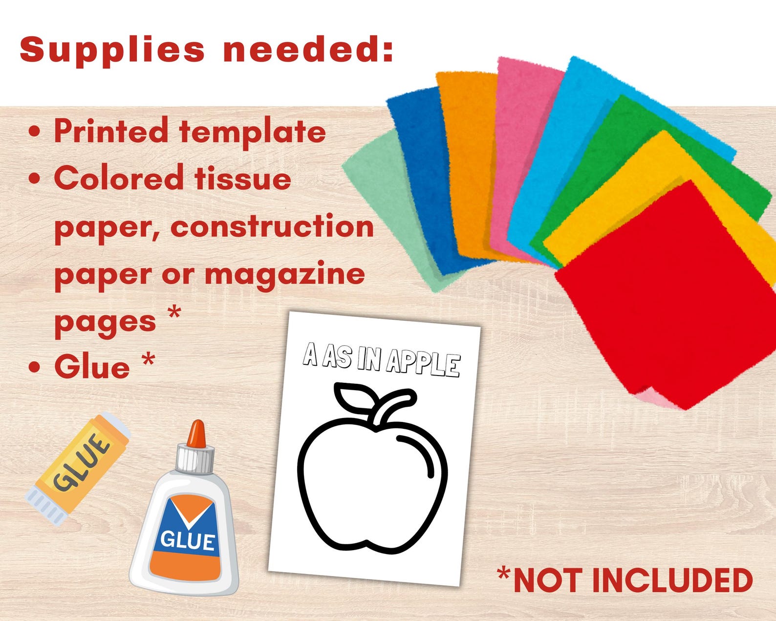 Torn Paper Craft for Kids ABC FRUIT, Easy Paper Crafts Idea Tear Rip ...