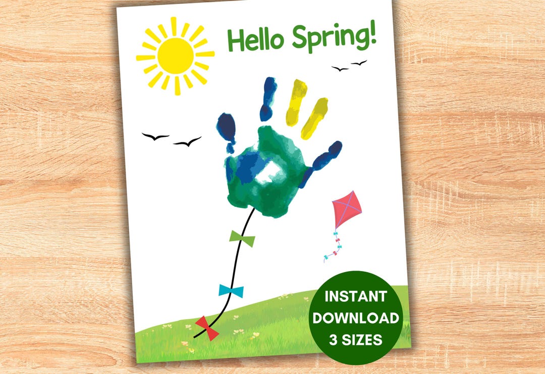 Spring Handprint Art for Kids, Butterflies Bees Kite Craft Keepsake ...