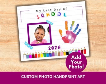 Manualidad para el último día de clases, marco de fotos editable con huellas de manos, guardería de graduación 2026, actividad para jardín de infantes, imprimible para preescolar