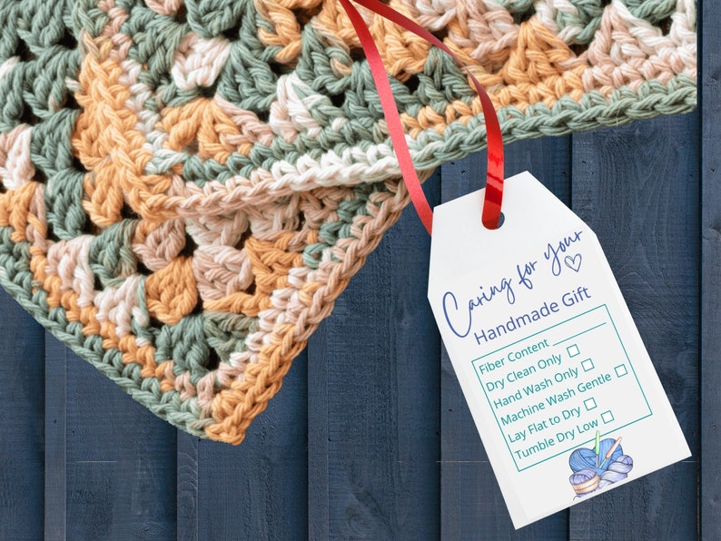 Crochet Care Instructions Printable Tags for Handmade Gifts Etsy