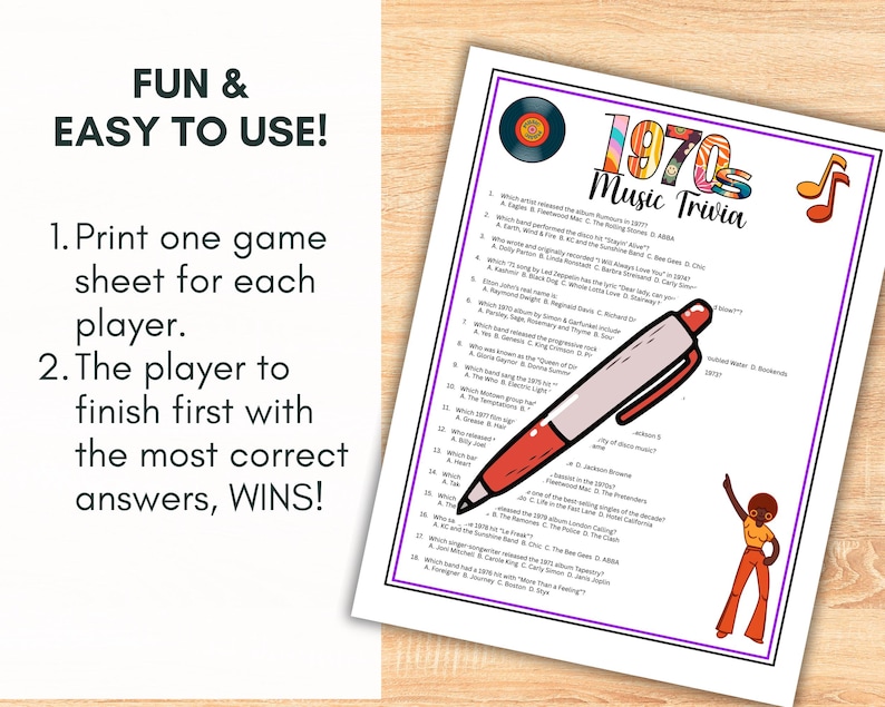 1. print 1 template per player 2. the player with the most correct answers first, wins